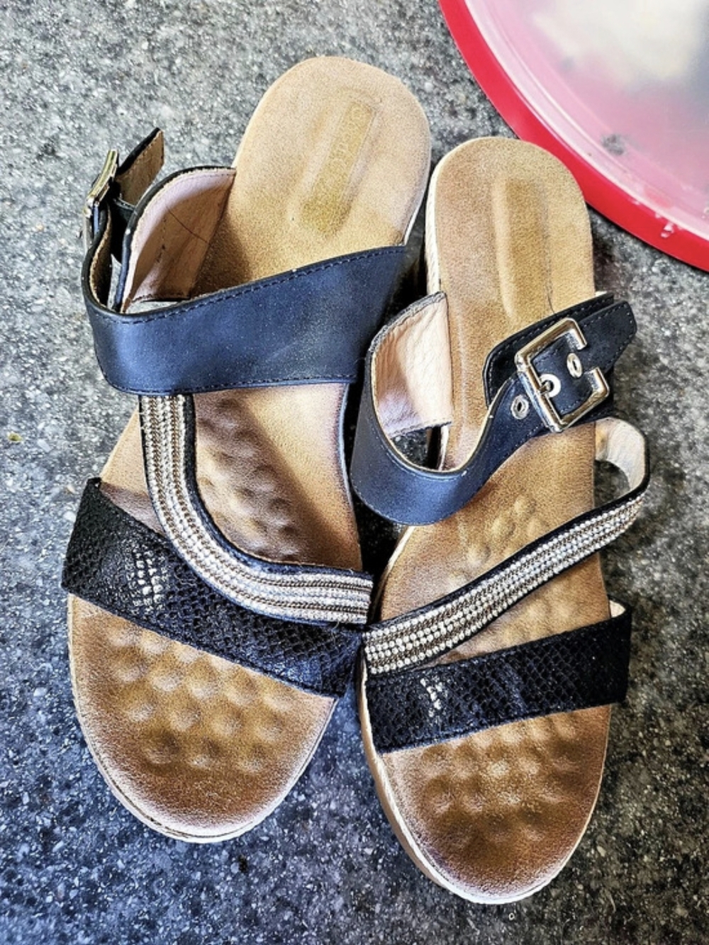 Softinos Black & Brown Wedge Sandals EU 39